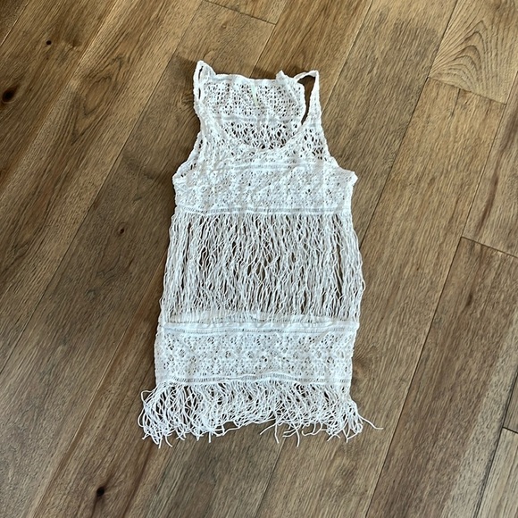 BETTINIS | off white fringe cover up, size small - Picture 3 of 5